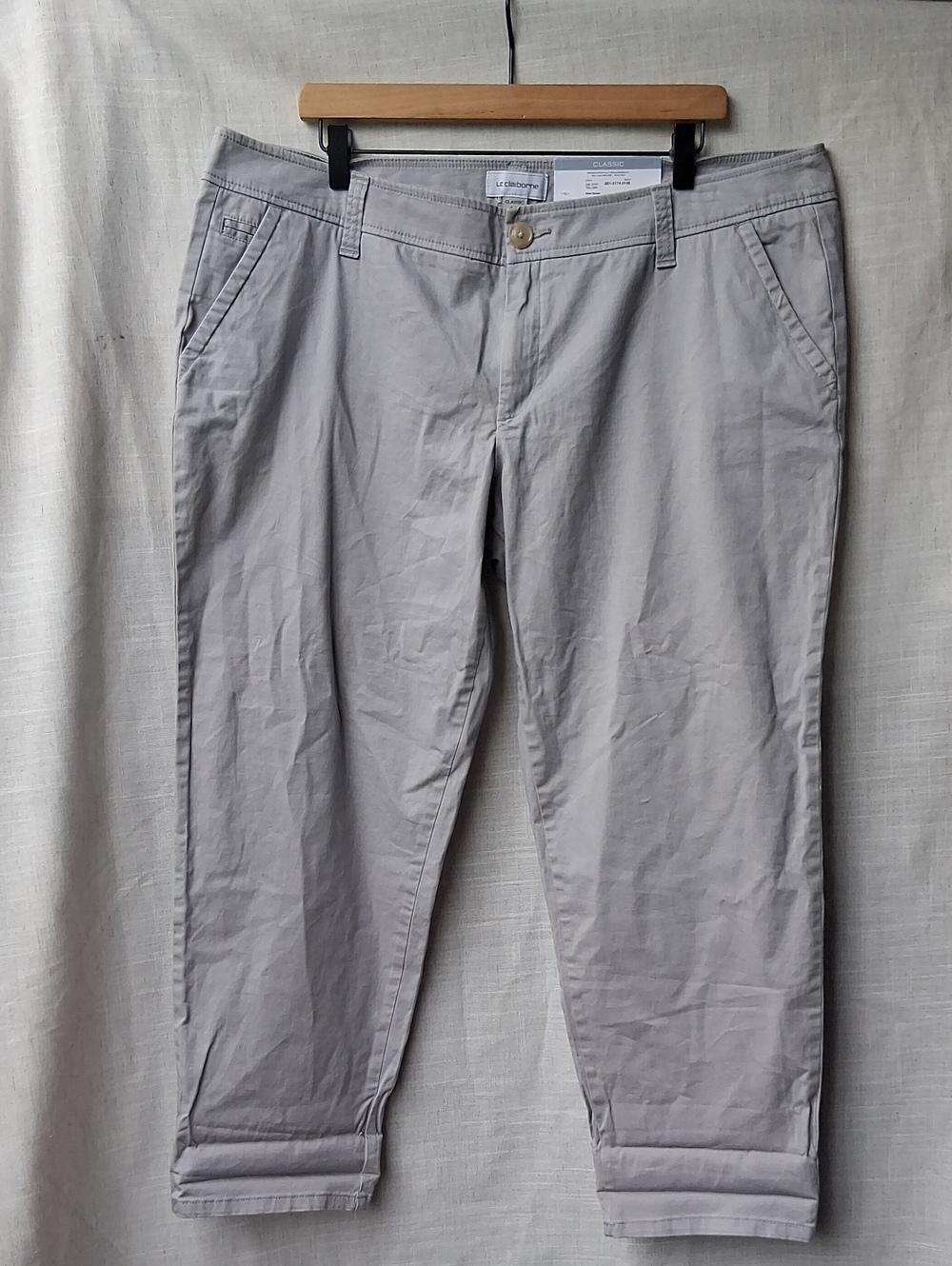 Liz Claiborne Classic Straight Leg Gray Pants Cotton 18 Silver Screen
